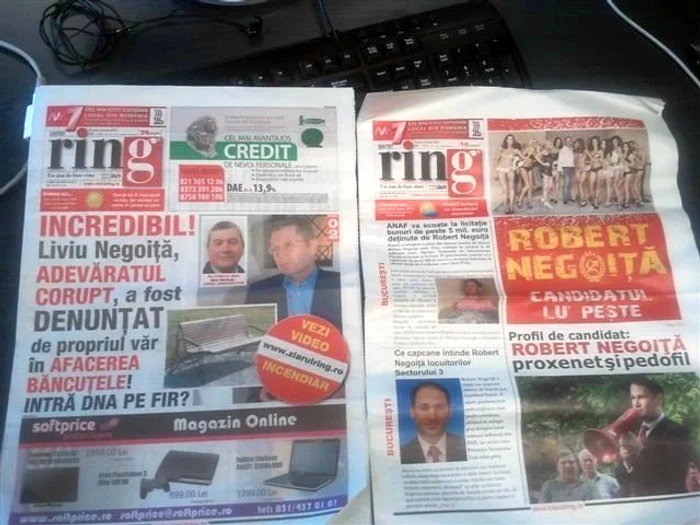 Ziarul Ring (stânga) şi clona distribuită în Sectorul 3