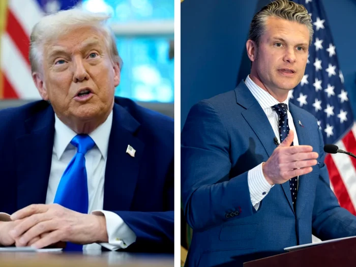 Donald Trump și Pete Hegseth/FOTO: Colaj EPA-EFE și Profimedia