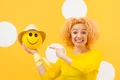beautiful blonde woman with happy balloon jpg