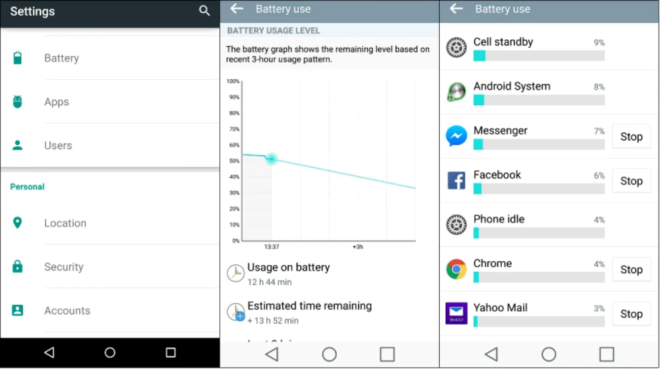 consum de baterie si internet pe android