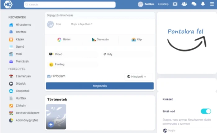 Interfaţa Facebookului unguresc