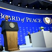 Donald Trump la reuniunea „Board of Peace” la Forumul Economic de la Davos FOTO AFP