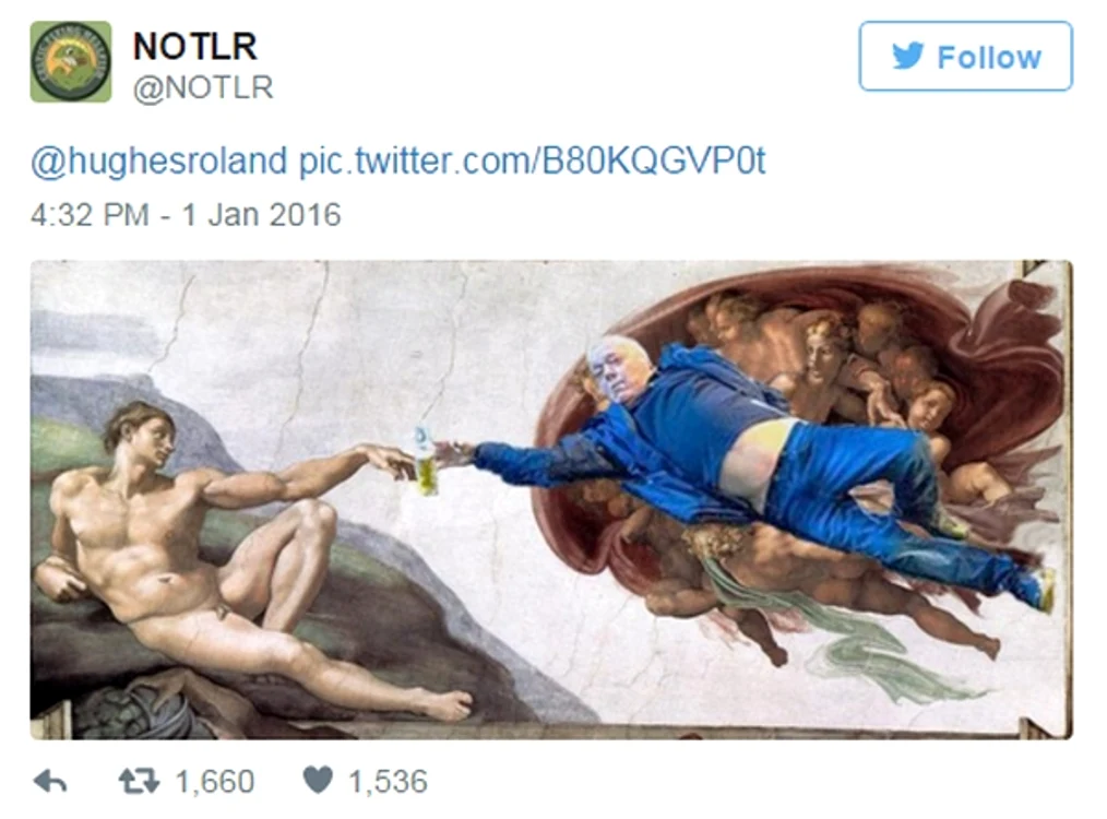 Imaginea a fost transformată în opera lui Michelangelo, „Crearea lui Adam”