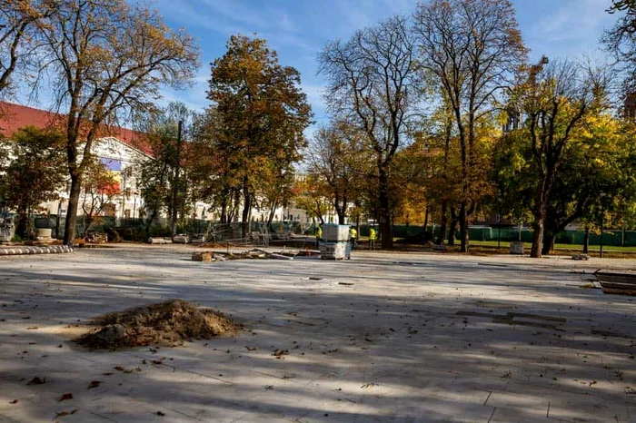 Activiștii de mediu au reclamat „betonarea” parcului din spatelei Operei din Cluj. FOTO: PCN