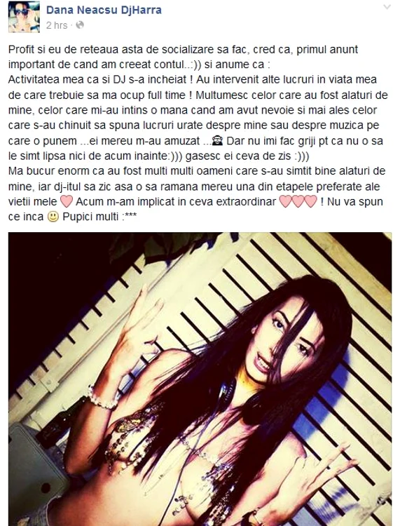 DJ Harra a făcut anutul pe pagina ei de Facebook