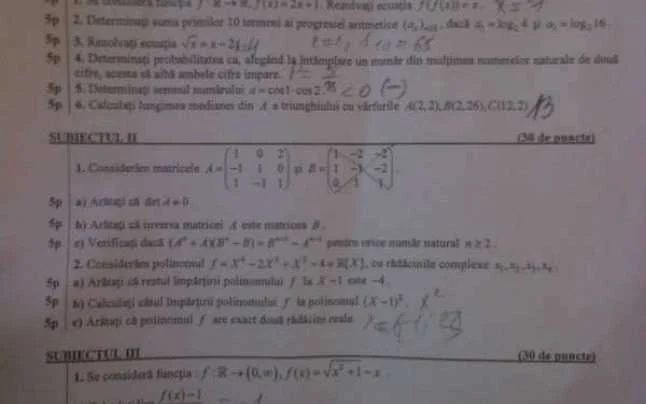 SIMULARE CAPITALĂ Subiectele şi Baremele De La Matematică şi Istorie ...