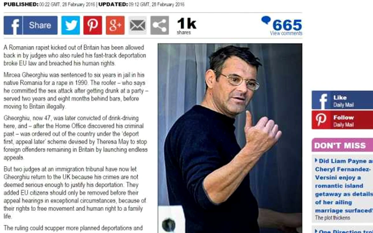 Ştirea a apărut în Daily Mail, varianta online  Foto: Daily Mail