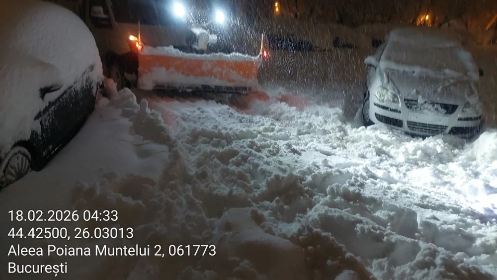 Copaci doborâţi, peste 40 de maşini avariate și trafic aerian îngreunat din cauza viscolului. Peste 100 de intervenții ale ISU București și Ilfov