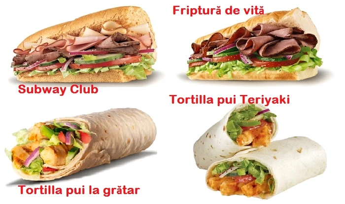 În meniul Subway mai găsești Tortilla și salate