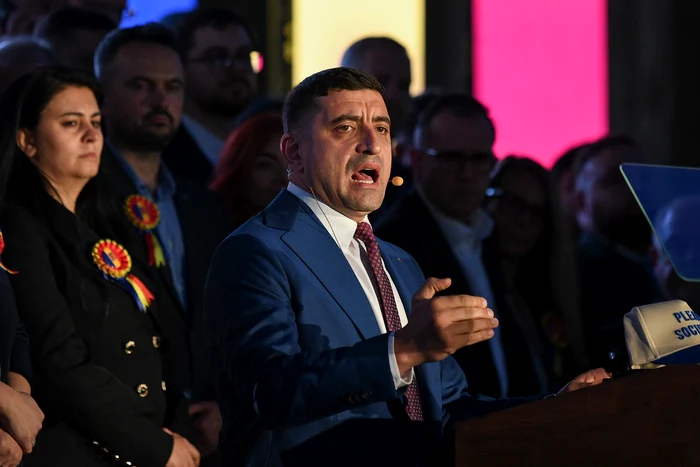 George Simion a primit vestea înfrângerii la Palatul Parlamentului. FOTO Inquam/Codrin Unici