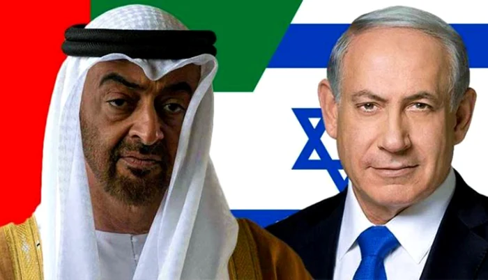 Şeicul Mohammed bin Zayed al Nahyan, şi premierul israelian Benjamin Netanyahu.