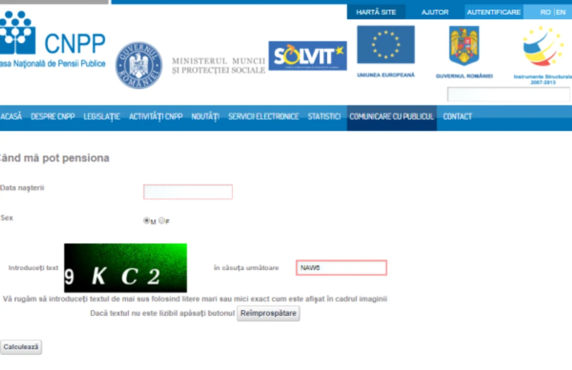 calculator varsta pensionare