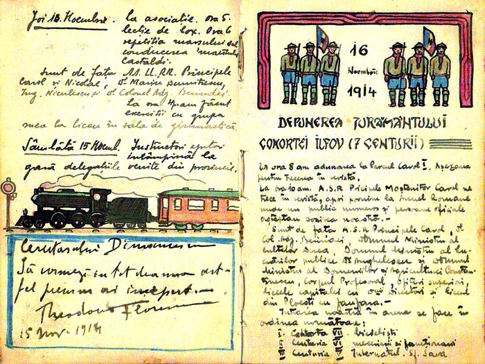 O filă din jurnalul lui Dimitrie Dimăncescu, noiembrie 1914