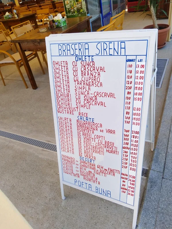 Prețurile la mâncare la terasa lui