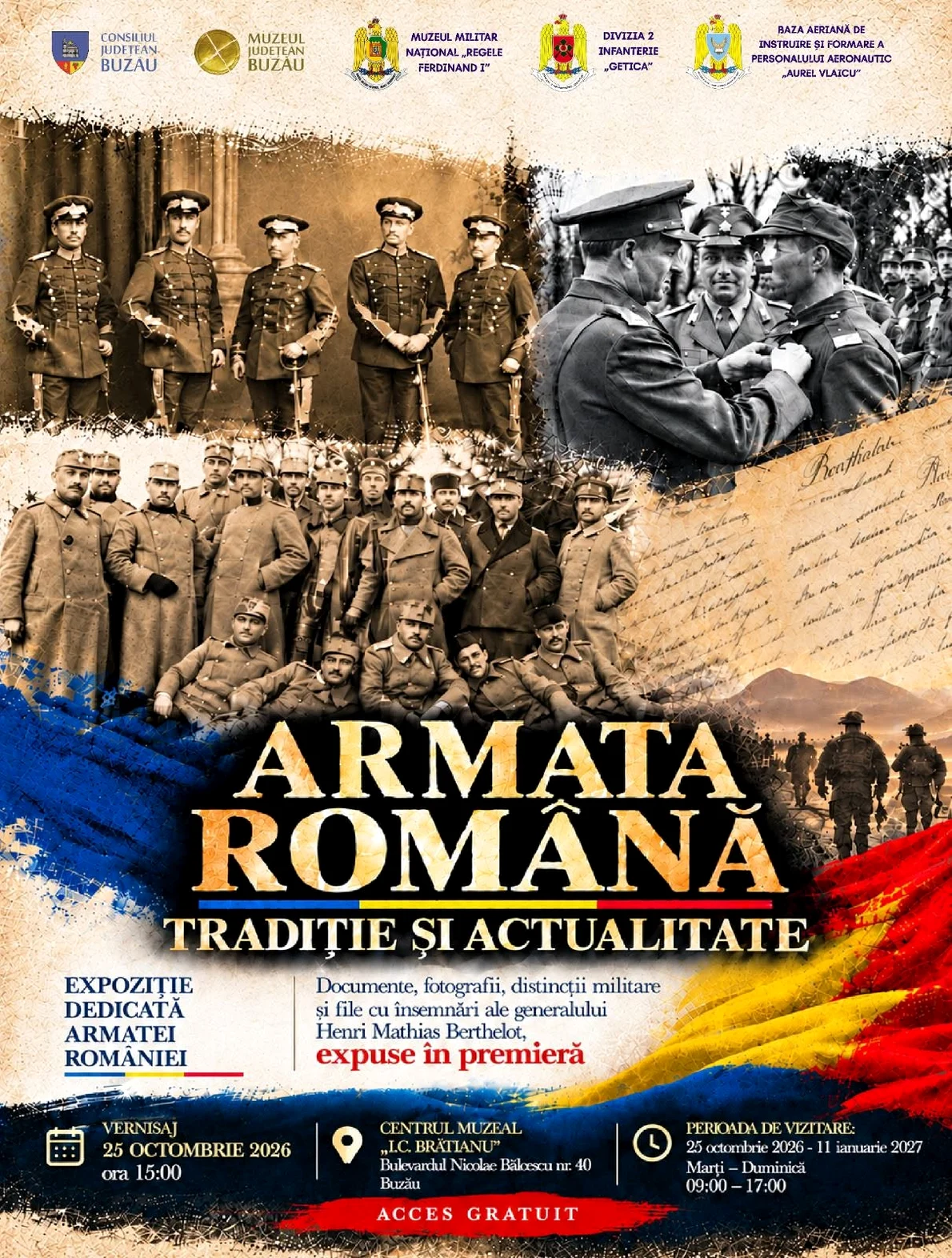 Afișul expoziției „Armata Română – tradiție și actualitate”