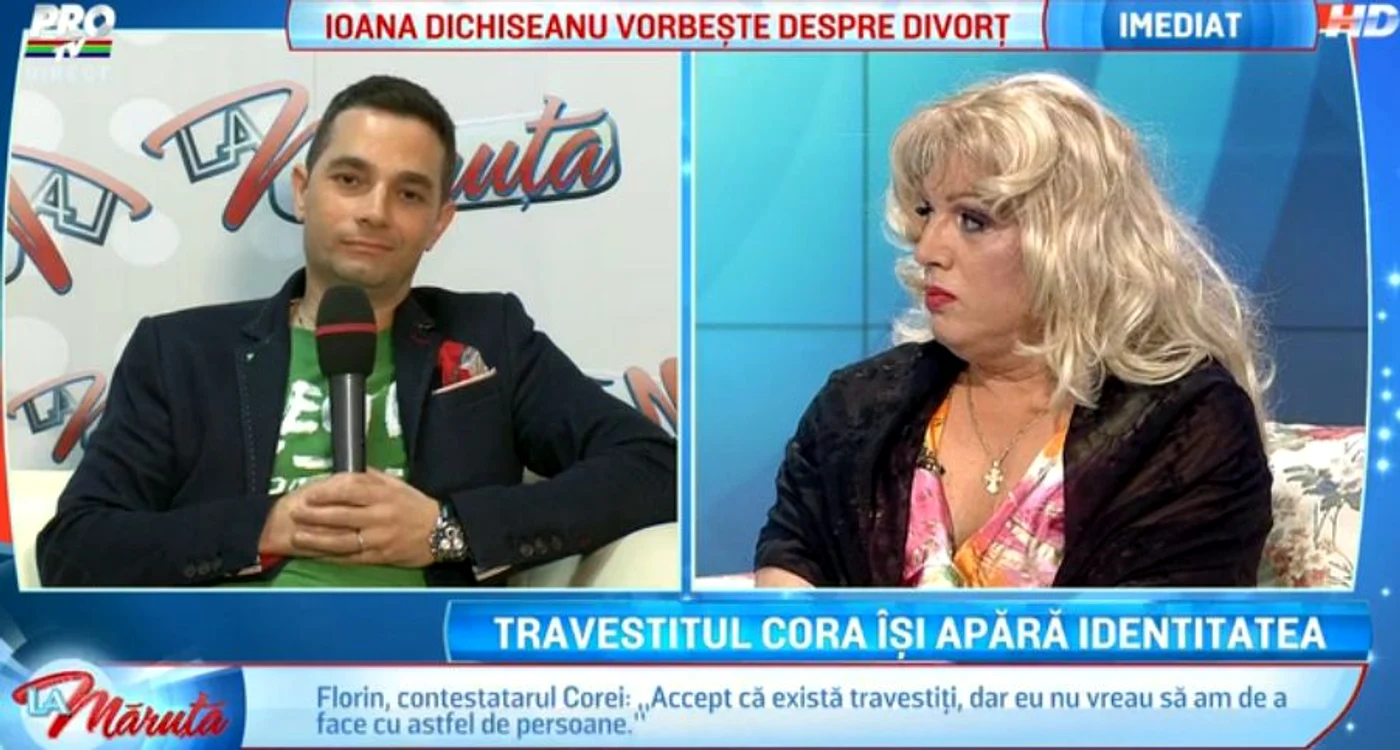 Florin Paul (stânga) a plecat din emisiunea MasterChef din cauza travestitului Cora