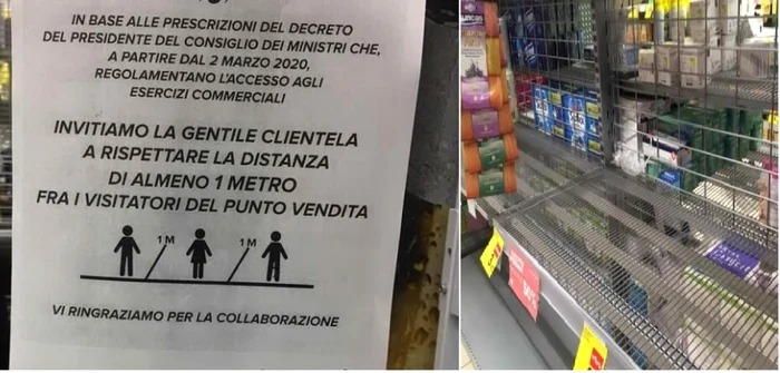 Rafturi goale şi solicitări de a păstra distanţa de 1 metru la coadă în Italia Foto Alex Bacanov