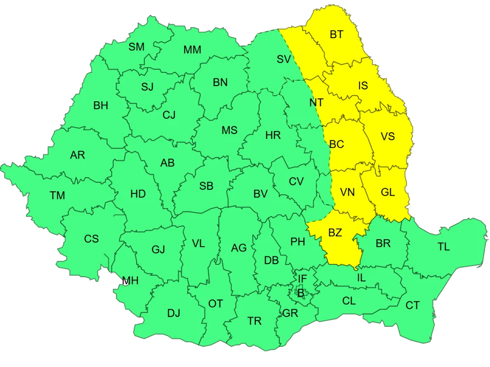 Avertizarea, valabilă în perioada 21 mai, ora 10:00 – 23 mai, ora 21:00