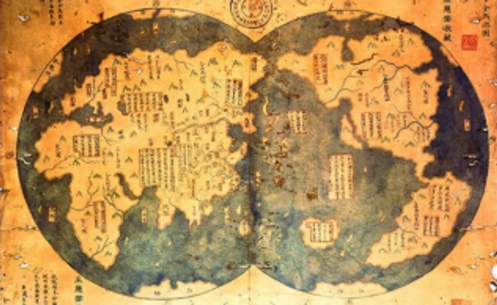 Copie a hărţii atribuite atribuite amiralului Zheng He, 1417