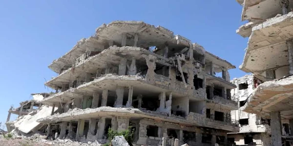 Vedere asupra distrugerilor din oraşul Jobar recent capturat de armata sirianaă în estul Ghoutei la marginea Damascului Siria FOTO EPA-EFE / Youssef Badawi