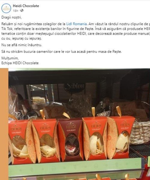 Lidl şi Heidi îi roagă pe „vânătorii” de iepuraşi de ciocolată să nu mai distrugă produsele: pe Tik Tok au apărut zvonuri că în ei găsesc bani VIDEO