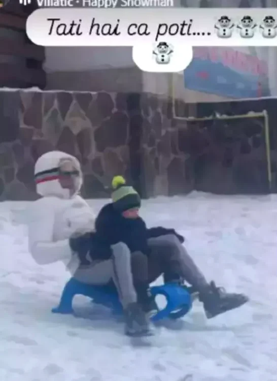 Ștefan Bănică alături de fiul său, Alexandru, într-o zi petrecută pe pârtie / foto: Instagram