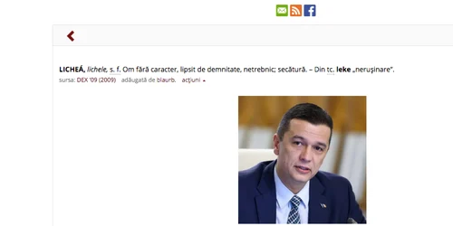 Sorin Grindeanu lichea pe dexonline.ro cuvântul zilei