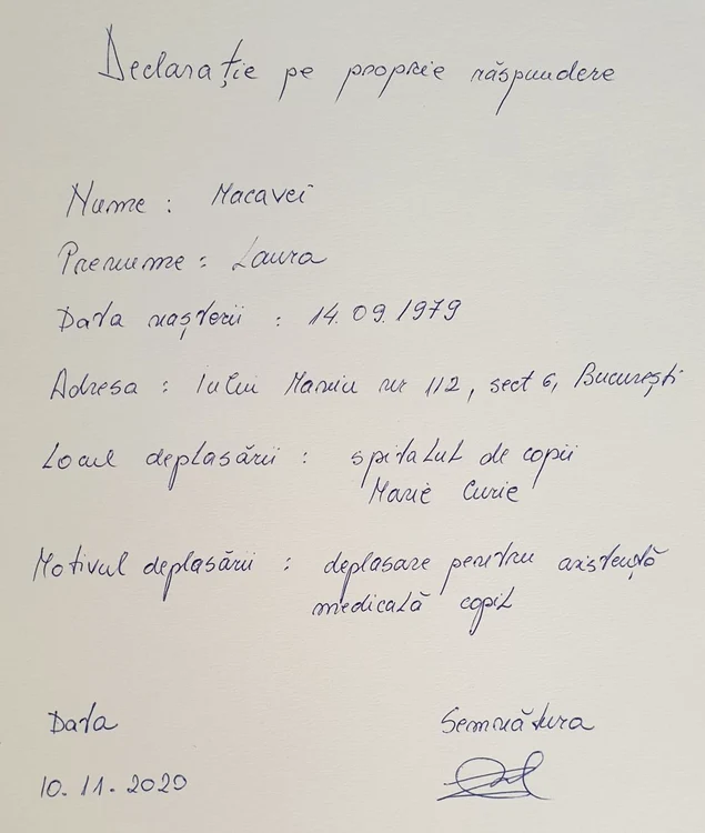 Declarația pe proprie răspundere poate fi scrisă și de mână