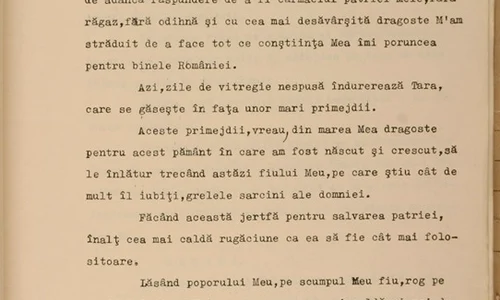 „Manifestul către țară” semnat de Carol al II lea, prin care își anunța renunțarea la Tron, nu conține formularea „abdic” jpeg