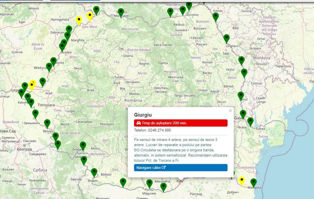 Aglomerație în Vama Giurgiu Ruse - Fot Captura Site Politia de Frontieră