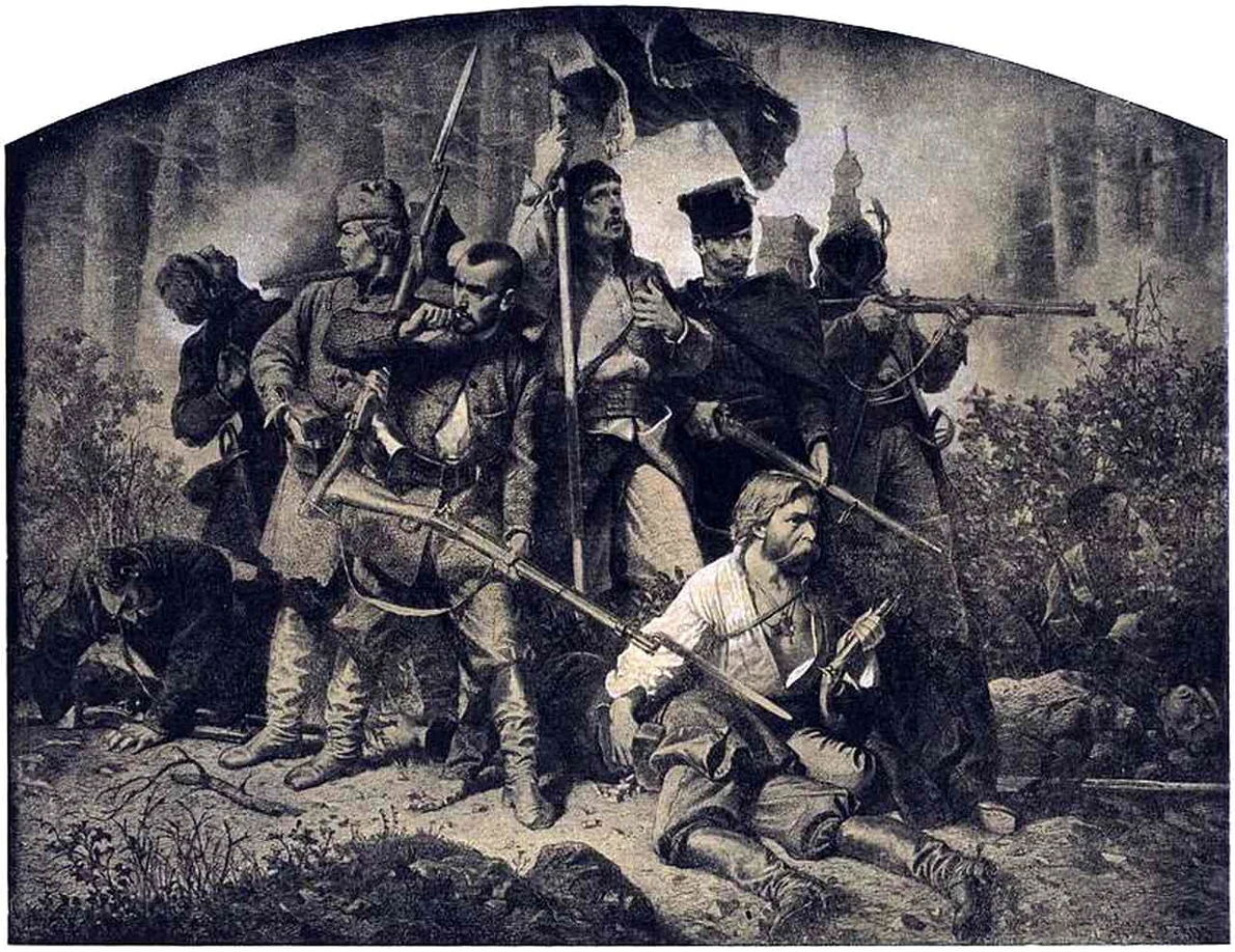 „Bătălia”, pictură de Artur Grottger, din seria „Polonia”, dedicată Insurecției din Ianuarie 1863 (foto:  Wikimedia Commons)