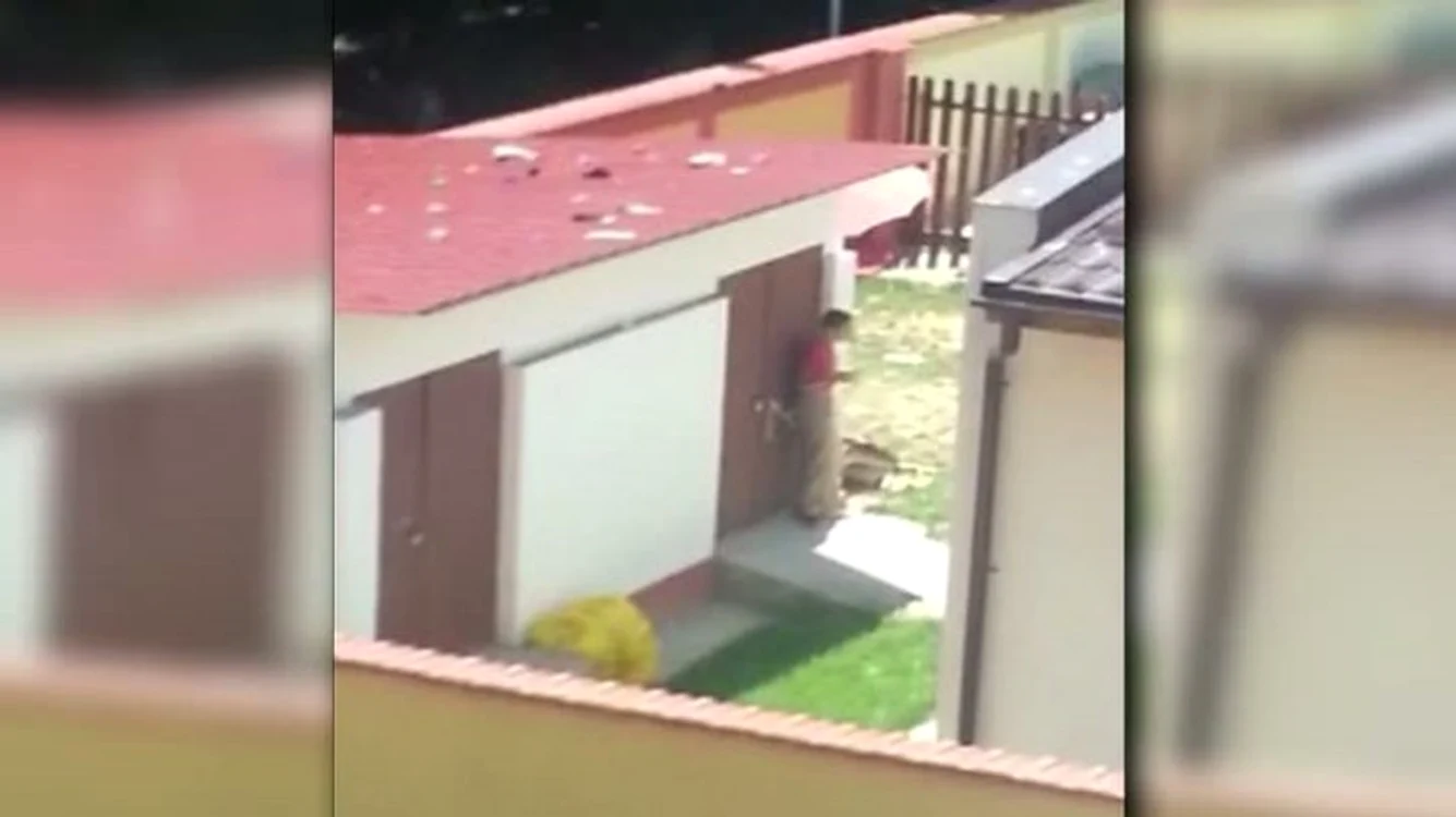 
    Copiii sunt legați și lăsați în soare de dimineață până seara (foto: Realitatea TV)  