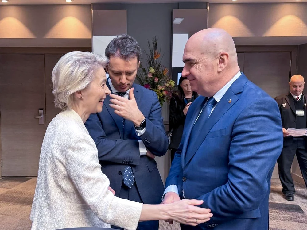 Președinta Comisiei Europene, Ursula von der Leyen, îl primește pe prim-ministrul Ilie Bolojan