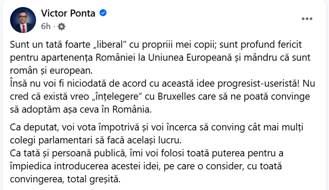 Postarea integrală a fostului premier, Victor Ponta. FOTO: captură foto Facebook