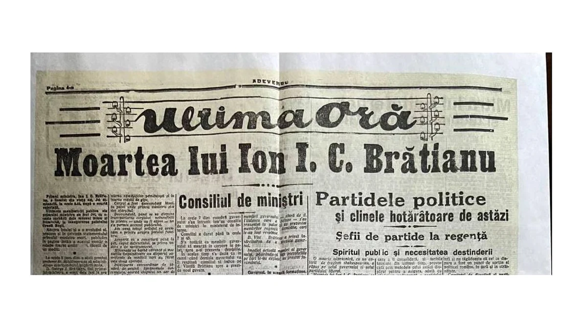 Moartea lui Ionel Brătianu  Adevĕrul: „Avem sensația că un om mare s’a stins și că altul singur nu poate umple golul ce lasă” jpeg