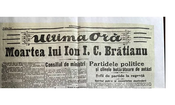 Moartea lui Ionel Brătianu  Adevĕrul: „Avem sensația că un om mare s’a stins și că altul singur nu poate umple golul ce lasă” jpeg