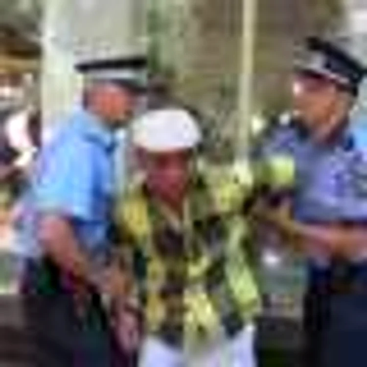 Indivizii recalcitranţi au fost încătuşaţi de către poliţişti. Foto: Codruţa Horja