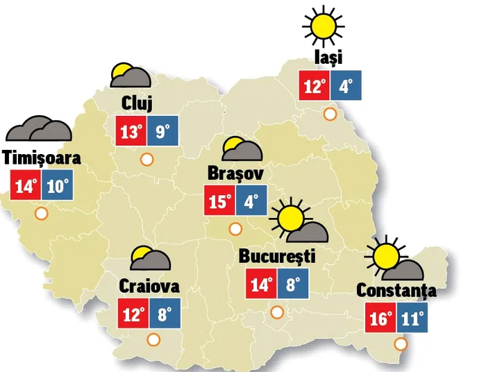 Prognoza meteo 14 octombrie. Vremea se încălzeşte uşor în majoritatea regiunilor 