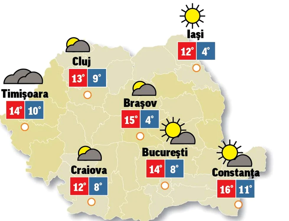 Prognoza meteo 14 octombrie. Vremea se încălzeşte uşor în majoritatea regiunilor
