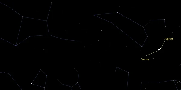 Planetele Venus şi Jupiter în conjuncţie văzute prin telescop Sursă Radu Dragomir