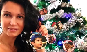 Printre tradiționalele globuri, Nicoleta Luciu a agățat, în bradul de Crăciun, fotografii de familie jpeg