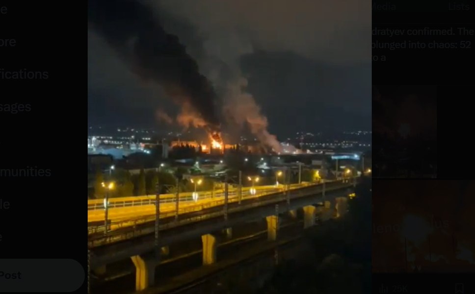 Incendiu puternic la un depozit de petrol din orașul rusesc Soci, în urma unui atac ucrainean cu drone