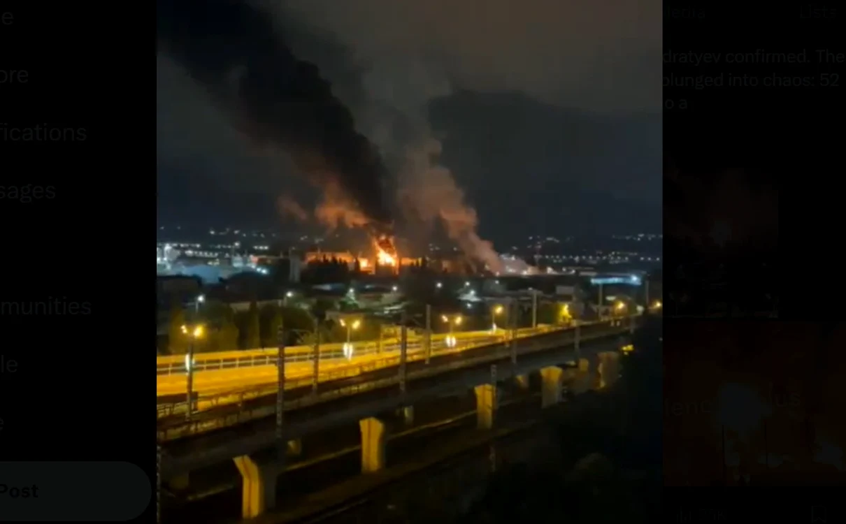 Incendiu la un depozit de petrol din orașul Soci Foto: Captură video - X