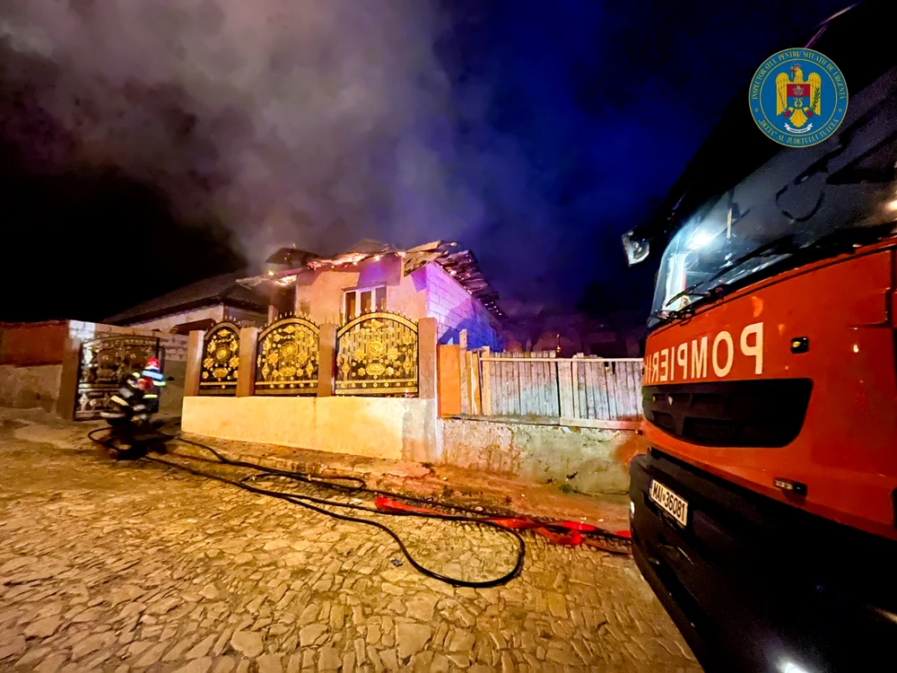Patru case au fost afectate de incendiu FOTO: ISU Tulcea