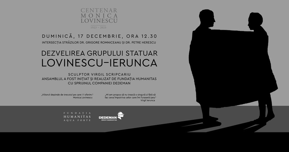 Ceremonia de dezvelire a grupului statuar Lovinescu–Ierunca