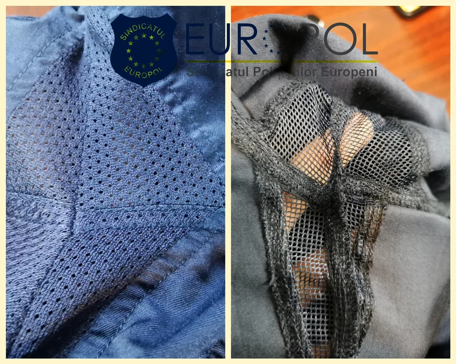 Uniformele rupte ale polițiștilor / FOTO: Sindicatul Europol