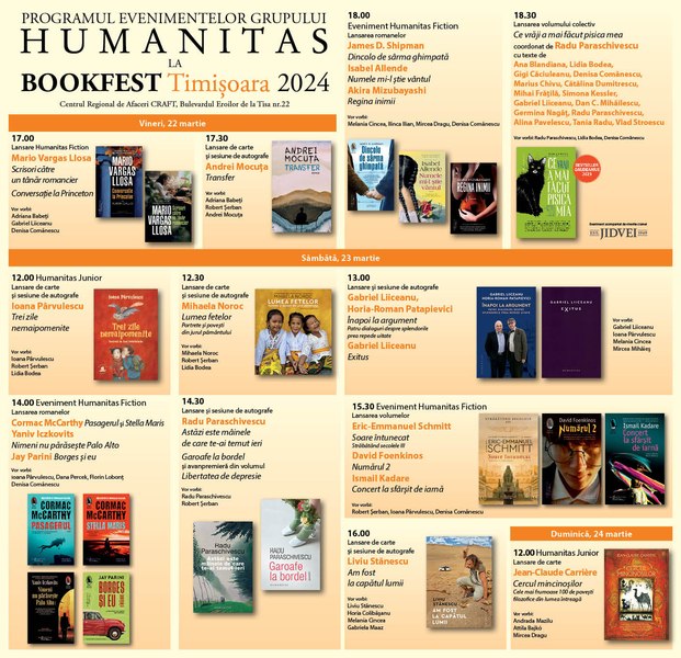 Editura Humanitas la Bookfest Timișoara: bestsellere, avanpremiere, reduceri