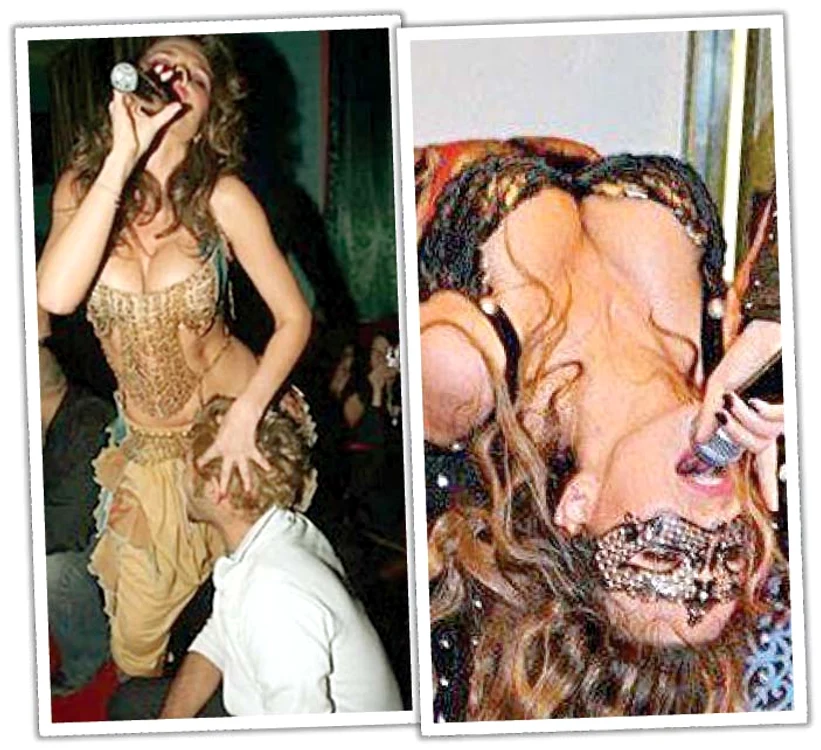 Anna Lesko (36 de ani). Anna a mimat sexul  oral cu microfonul  şi a fost fotografiată  în timp ce un  spectator își  băgase capul  între picioarele ei