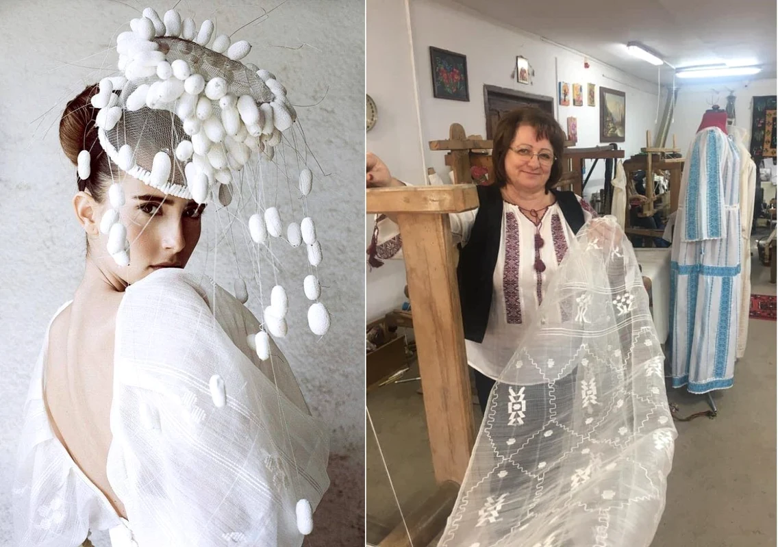 Cristina Niculescu - dreapta şi minunile ţesute în atelierul său unic din Stoeneşti - Vâlcea Foto colaj