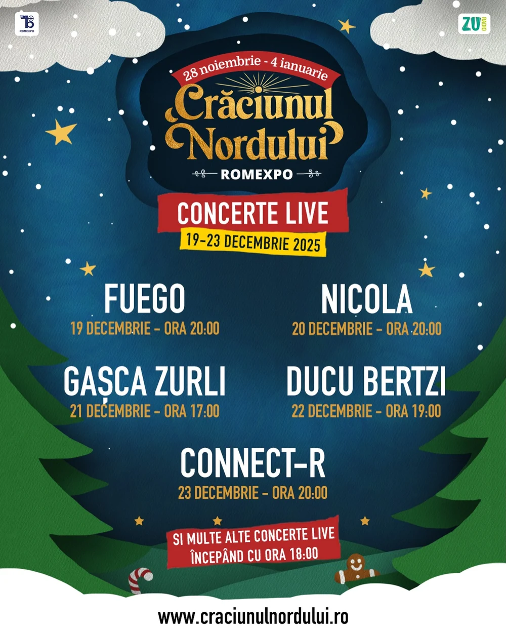 Fuego, Connect-R, Ducu Bertzi, pe aceeași scenă, la Crăciunul Nordului, Romexpo! 5 zile de concerte cu intrare liberă înainte de Crăciun